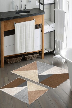 Non-Slip Base Washable Set of 2 Bathroom Rug Bath Mat Toilet Seat Set Th0040 - Thalia Home