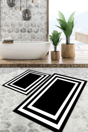 Non-Slip Base Washable Stain Resistant Set of 2 60x10050x60Bathroom Carpet Bath Mat Toilet Set - Tulip Dekorativ Halı