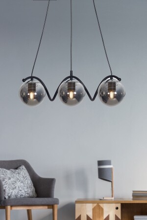 Nora 3-Piece Black-chrome Metal Body, Smoked Glass Design Luxury Chandelier LZRNAVZ62 - Luzarana