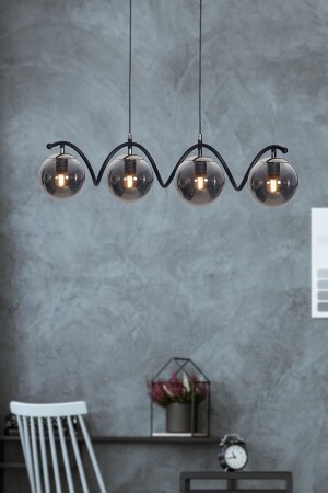 Nora 4-Piece Black-chrome Metal Body, Smoked Glass Design Luxury Chandelier LZRNAVZ97 - Luzarana