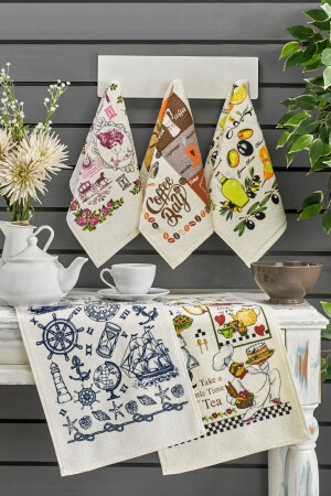 Nora 5-teiliges bedrucktes Küchenhandtuch-Set 30x50 - Casnack
