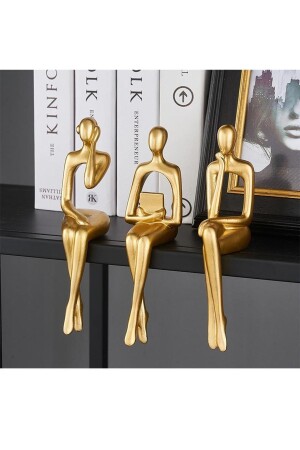 Nordischer Stil, dekorativ, 3-teilig, abstrakt denkende Skulptur, Figur, Heimdekoration, Regal-Dekoration, Wohnzimmer, weiß - Sume