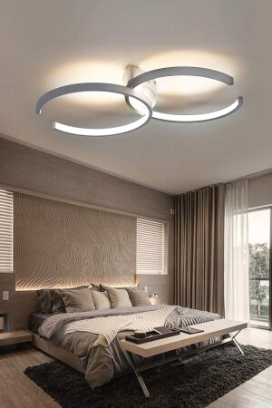 Noris Modernes Design, weiße Farbe, Wohnzimmer, Küche, Flur, weißer LED-Kronleuchter, 2-teilig - Fer Avize