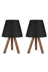 North Home Ahşap Ayaklı Abajur Kumaş Başlık 2 ' Li AAGK9004 - Art&Gift