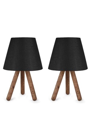 North Home Ahşap Ayaklı Abajur Kumaş Başlık 2 ' Li AAGK9004 - Art&Gift