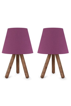 North Home Lila Holzbein Lampenschirm Stoff Kopfteil 2 Stück AAGK9004 - Art&Gift