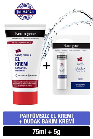 Norwegian Formula Perfume-Free Hand Cream 75 ml Lip Balm Gift - Neutrogena