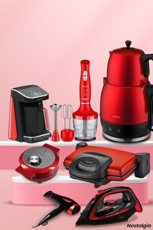 Nostalgia Bright Red 24 Piece Electronic Wedding Package Electric Kitchen Dowry 261589 - GoldMaster