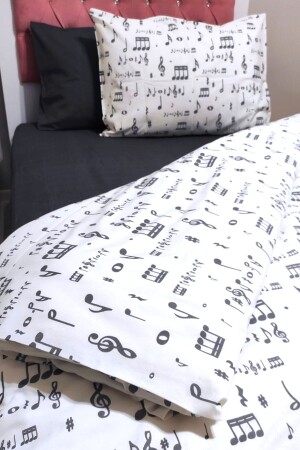 Notalı Beyaz 4 Parça Lastikli Çarşaflı Tek Kişilik (100X200 CM) Nevresim Takımı - Candan Çeyiz