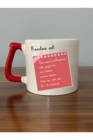 Note to Self: I Live the Way I Am Happy, My Dear, D Mug with Red Handle HM011412 - figiplus