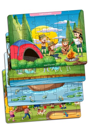 Notpa Educational and Tutorial Wooden 24 Piece Colorful Puzzle Explorer Kids Set of 4 for Children 15 - Kututr
