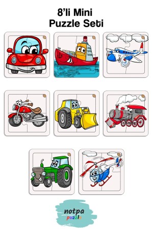 Notpa Educational and Tutorial Wooden 8 Piece 4 Piece Vehicles Mini Puzzle Set for Children Set of 8 1 - Kututr