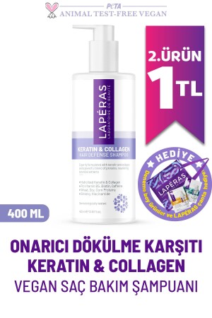 Nourishing, Repairing and Anti-Hair Keratin & Collagen Vegan Hair Care Shampoo 400ml - Laperas