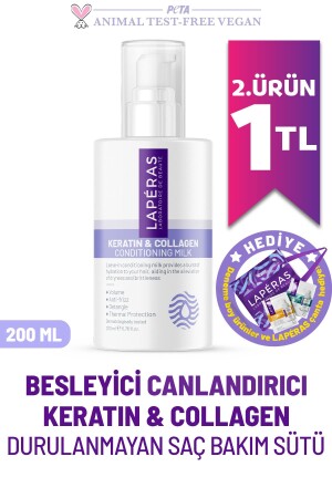 Nourishing Revitalizing Heat Protective Keratin Collagen Leave-In Vegan Hair Care Milk with UV Filter - Laperas