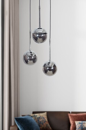 Nova 3-Plus Chrome-black Metal Body, Smoked Glass Design Luxury Pendant Lamp Chandelier LZRNAVZ129 - Luzarana