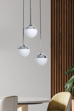 Nova 3-Plus Chrome-black Metal Body with White Glass Design Luxury Pendant Lamp Chandelier LZRNAVZ128 - Luzarana