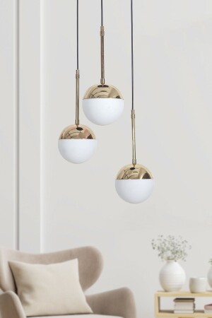 Nova 3-Plus Gold-black Metal Body with White Color Glass Design Luxury Pendant Lamp Chandelier LZRNAVZ130 - Luzarana