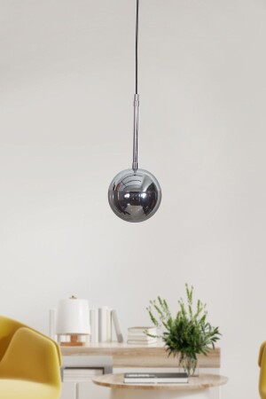 Nova Single Chrome-black Metal Body Smoked Glass Design Luxury Pendant Lamp Chandelier LZRNSRKT35 - Luzarana