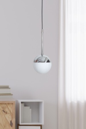 Nova Single Chrome-black Metal Body White Glass Design Luxury Pendant Lamp Chandelier LZRNSRKT34 - Luzarana
