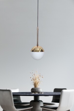 Nova Single Gold-black Metal Body White Glass Design Luxury Pendant Lamp Chandelier LZRNSRKT36 - Luzarana