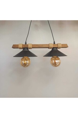 Nova Wooden Rope Modern 2-Piece Pendant Lamp Chandelier 054 - AVİZEM GÜZEL
