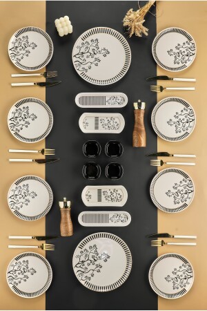 Novella Luxe Ceramic 18 Piece Breakfast Set for 8 Persons - Breakfast Presentation - Modaliving