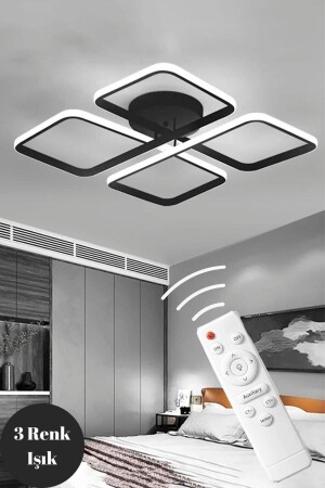 Novem Black Plafone Remote Controlled Ultra Super 3 Color Light LED Chandelier novem-s-k-01 - Elektroyou