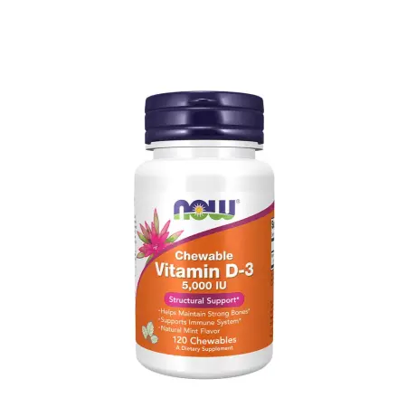 Now Foods Vitamin D-3 5,000 IU (120 Chewables, Natural Mint Flavor) - Now Foods