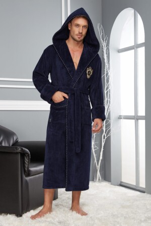 Ns Gold Crown Embroidery Bamboo Cotton Men's Bathrobe Ns-2955 - Nuşa