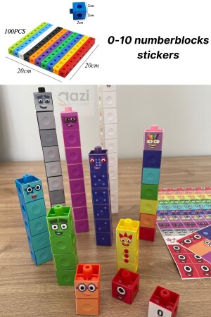MNZ-مجموعات الأرقام 100 قطعة تعادل الكوبات الرياضية - Snapcubes / 0-10 الملصقات غازينومبربلوكس - Gazi Kırtasiye