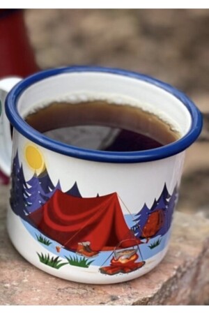 Nurgaz Enamel White Tent Mug ko18 - campout
