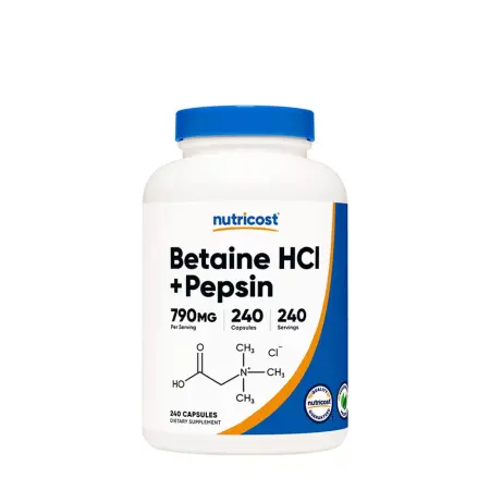 Nutricost Betaine HCI + Pepsin Capsules (240 Capsules) - Nutricost