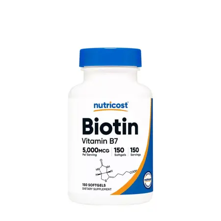 Nutricost Biotin with Coconut Oil Softgels 5000 mcg (150 Softgels) - Nutricost