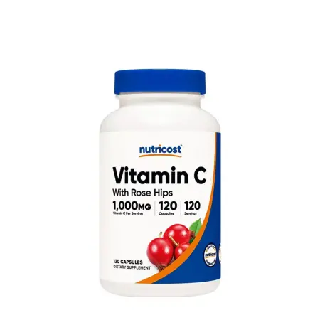 Nutricost Vitamin C with Rose Hips Capsules (120 Capsules) - Nutricost