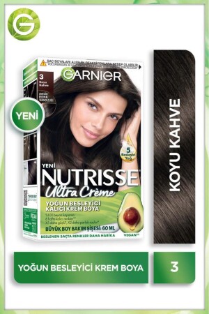Nutrisse Intense Nourishing Permanent Cream Hair Dye 3 Dunkelbraun - Garnier