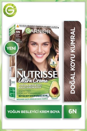 Nutrisse Intensive Nourishing Permanent Cream Hair Dye 6N Natural Dark Auburn - Garnier