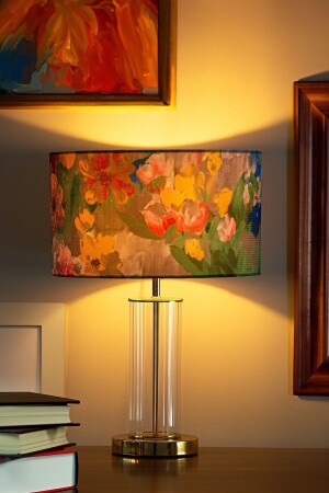 Nuuk Noa Gold Plated Detailed Modern Glass Lampshade - Violet Pattern - Vinner