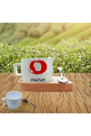 O Harfl Osman Isimli Ahşap Tepsili Çay Fincanı ÇFN27081347 - Kitle Promosyon