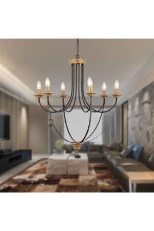 Obito 6-Piece Black Antique Modern Pendant Lamp Bedroom Retro Living Room Chandelier 3693-06-FR - Apliqa