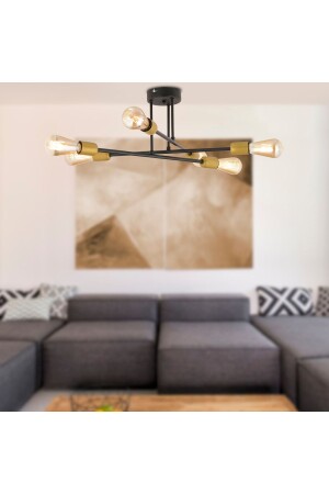 Octopus 6-Piece Black Modern Young Room Bedroom Kitchen Retro Living Room Chandelier 3467-06-BL - Apliqa