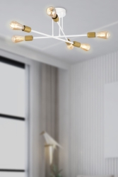 Octopus 6-Piece White Modern Young Room Bedroom Kitchen Living Room Chandelier 3467-06-WH - Apliqa