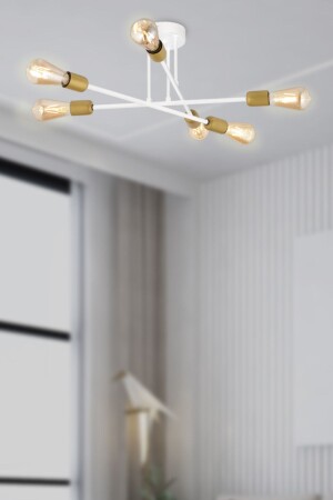 Octopus 6-Piece White Modern Young Room Bedroom Kitchen Living Room Chandelier 3467-06-WH - Apliqa