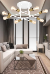 Octopus 8Li Beyaz Modern Genç Odası Yatak Odası Mutfak Salon Avize 3467-08-WH - Apliqa