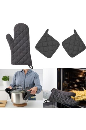 Ofenhandschuh und Griff-Set, Handschuhlänge: 33 cm, Griff 21 x 21 cm, innen gefilzt, dunkelgrau, Farbe 692 - IKEA
