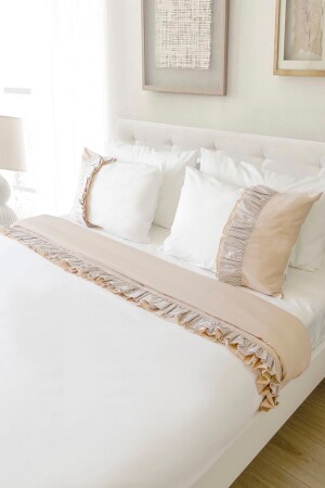 Off-White Soil Line Detailed Ruffled Cotton Vintage Plain Double Duvet Cover Set RHN2097 - RİTMOHOME