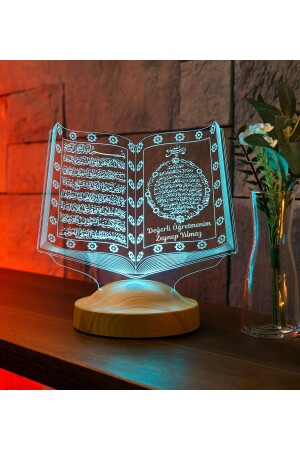 Öğretmenler Günü Hediyesi- Öğretmene Dini Hediye- Değerli Öğretmenim Kuran-ı Kerim Led Lamba - Sevgilambasi