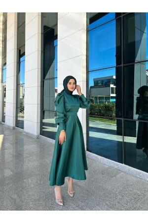 OIL GREEN BELLA HIJAB EVENING DRESS - By Atelier