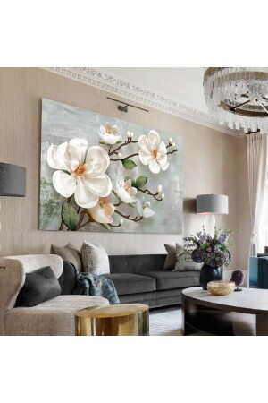 Oil Paint Effect Gray Based Large Flower (green-gray) HRKBRV070539110 - HEDİYE AKSESUARCIM