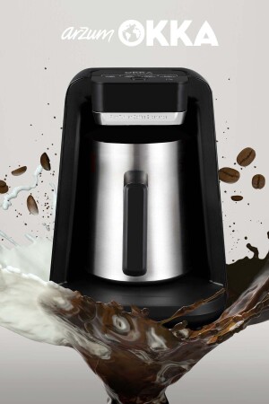 OK0012-K/OK0018-K Okka Rich Spin M Türkische Kaffeemaschine mit Kaffeekanne aus Stahl und Milch – Chrom - Arzum