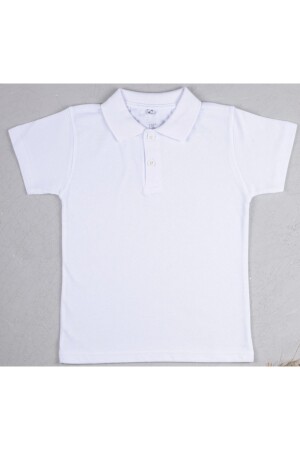 Schul-Polo-Hals-Kurzarm-T-Shirt für Herren in Weiß, Alter 7/14 - Beberium Kids